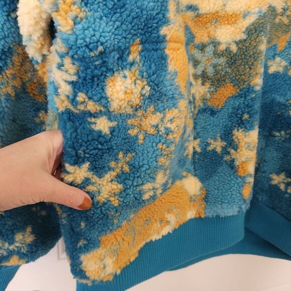 Free People Floral Sherpa Pullover Jacket Warm Comfy Cozy Winter Ski Cabincore - Picture 3 of 8